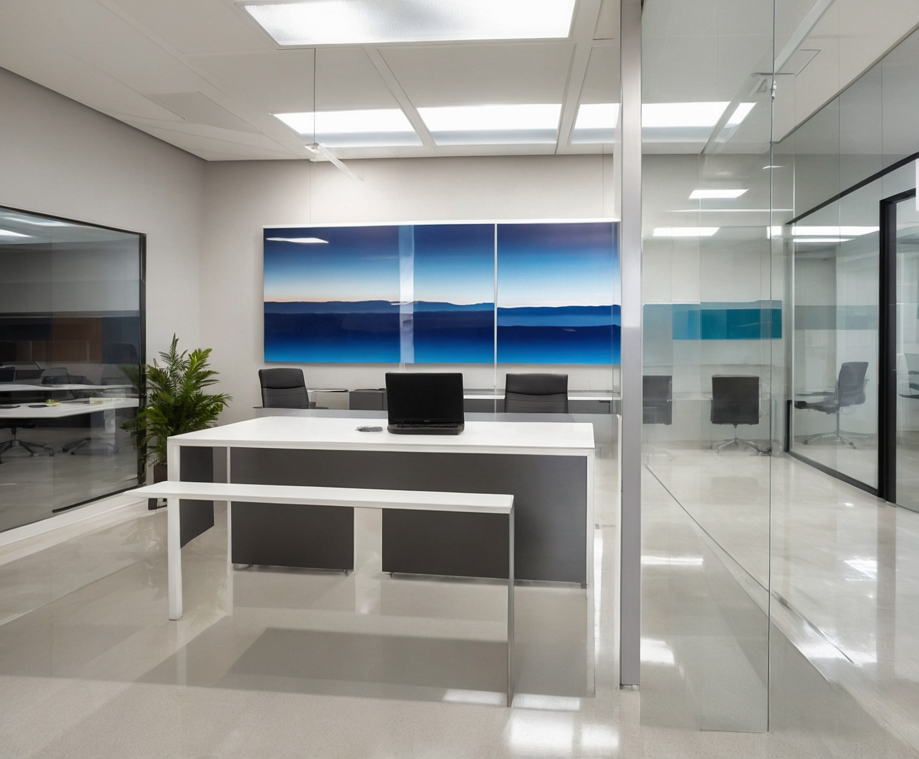 Mamparas de vidrio modernas para oficina.